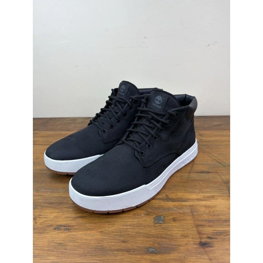 Timberland Maple Grove Chukka Boots Mens 9 Black Nubuck Leather Sneaker A5PSG